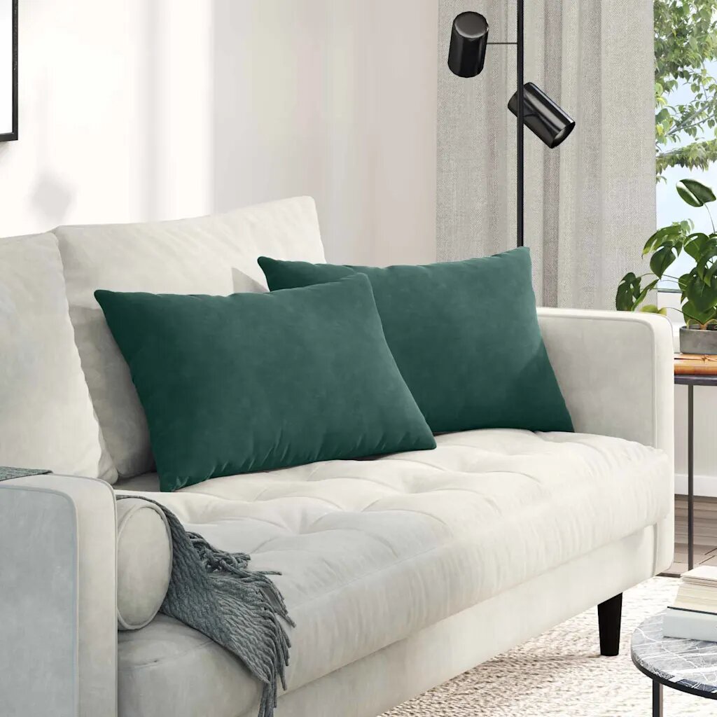 vidaXL Диван възглавници 2 pcs Тъмнозелено 60 x 40 cm Кордюрова тъкан
