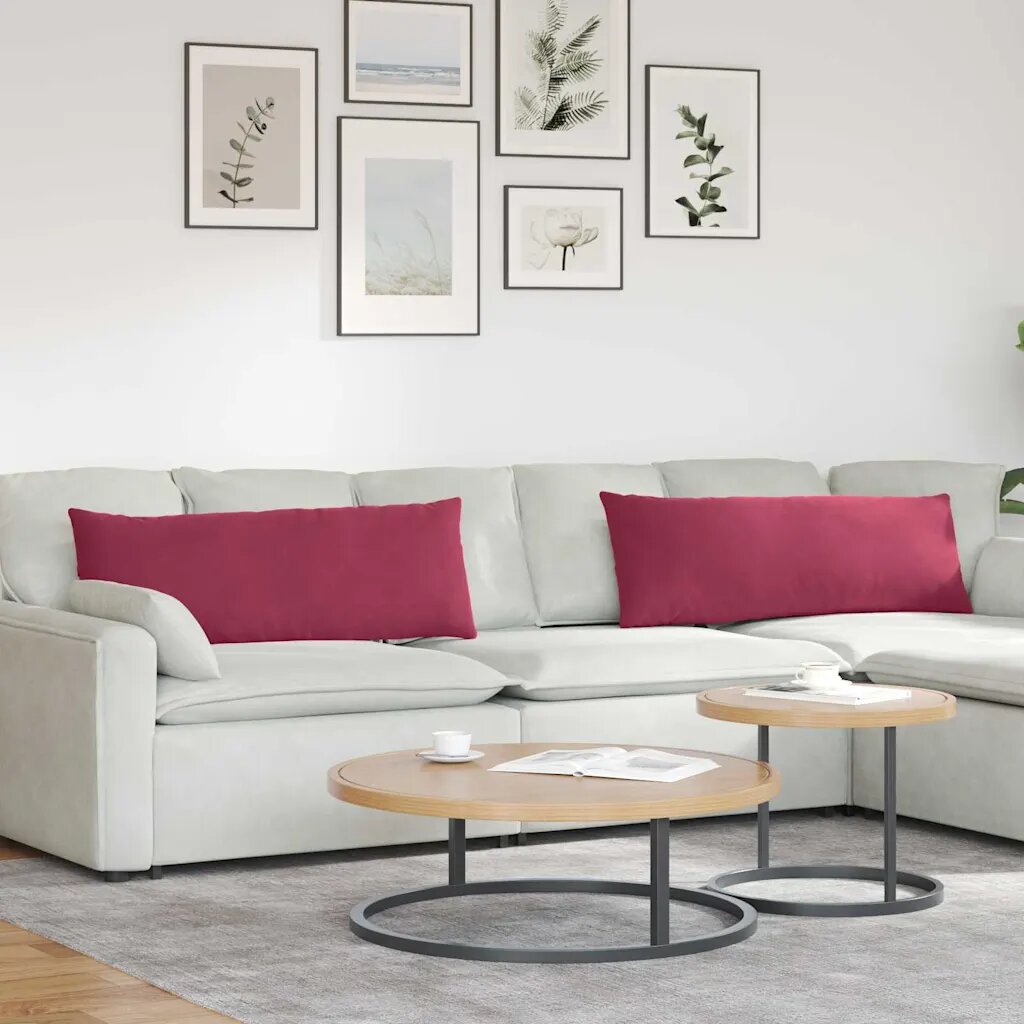 vidaXL Диван възглавници 2 pcs Виненочервен 120 x 40 cm