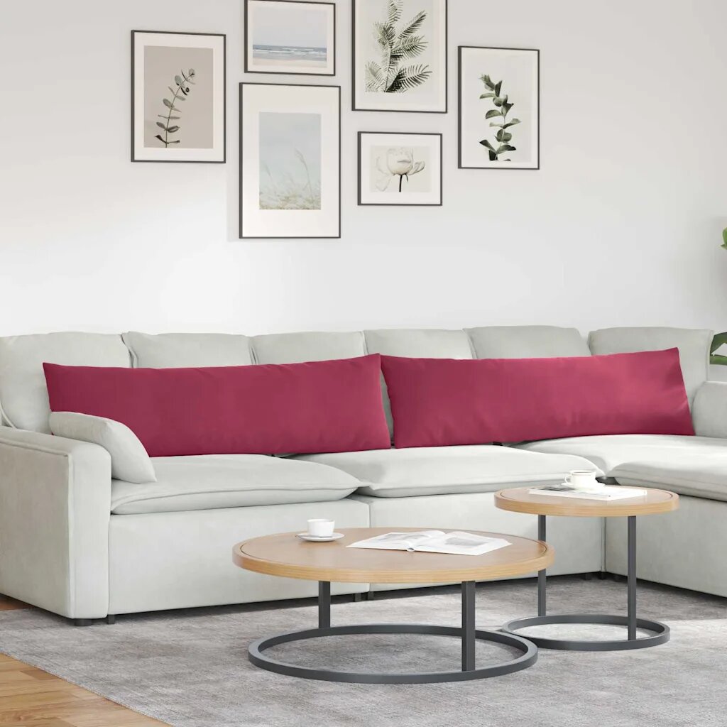 vidaXL Диван възглавници 2 pcs Виненочервен 145 x 40 см
