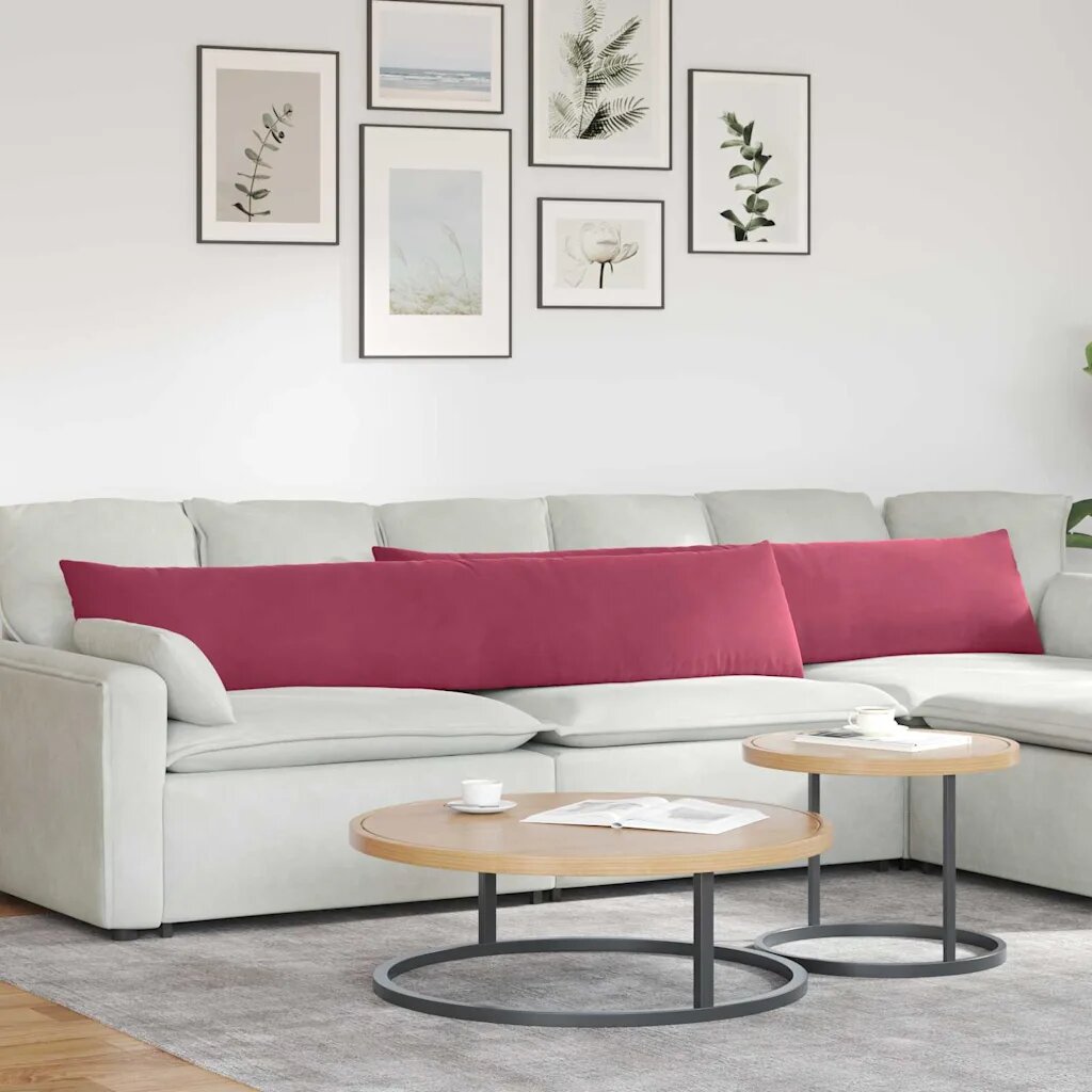vidaXL Диван възглавници 2 pcs Виненочервен 200 x 40 см