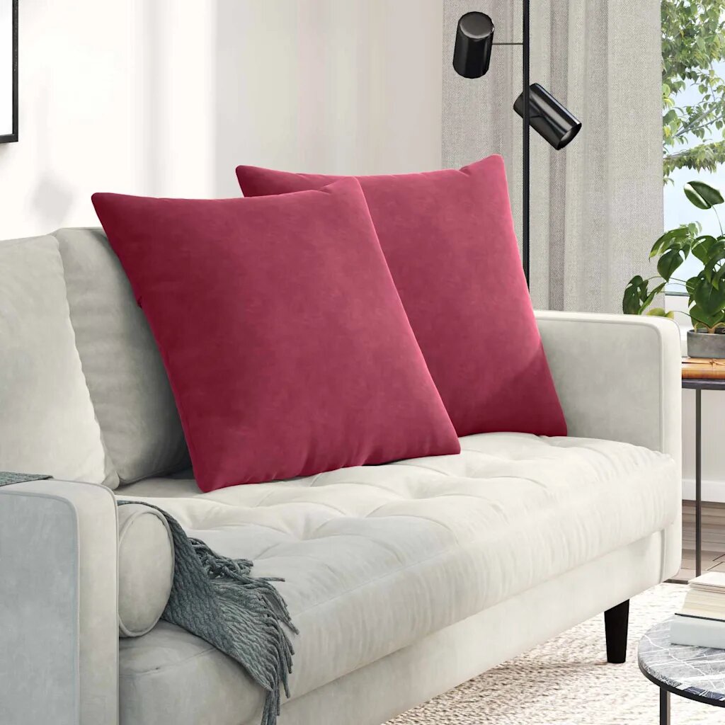 vidaXL Диван възглавници 2 pcs Виненочервен 60 x 60 cm Кордюрова тъкан