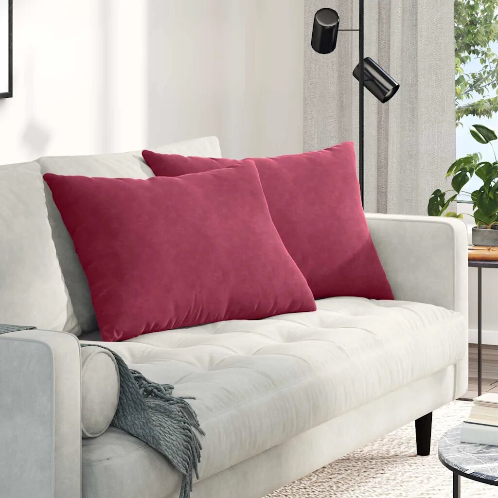 vidaXL Диван възглавници 2 pcs Виненочервен 70 x 50 cm Кордюрова тъкан