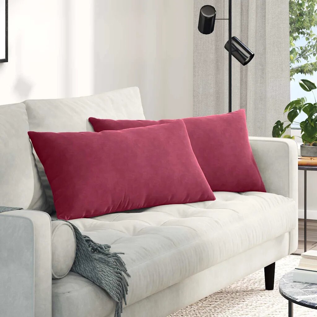 vidaXL Диван възглавници 2 pcs Виненочервен 80 x 40 cm Кордюрова тъкан