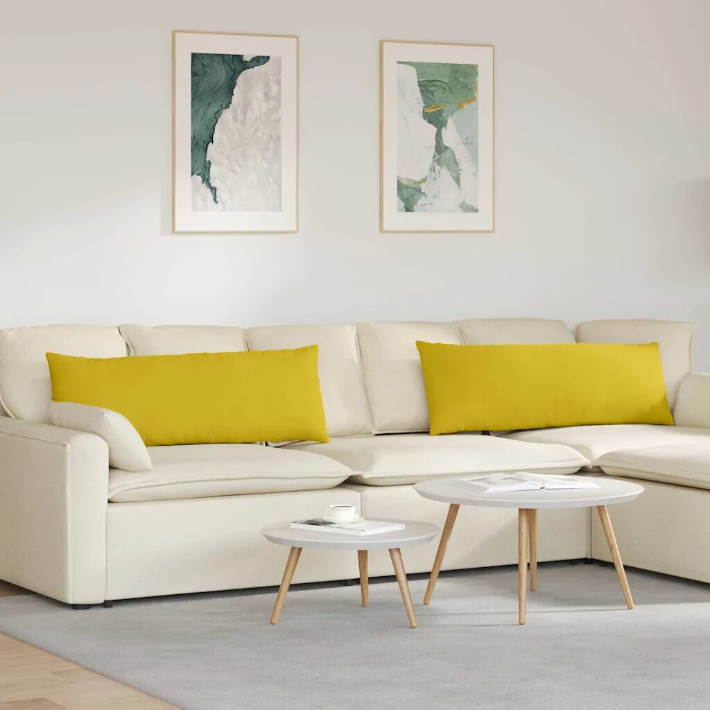 vidaXL Диван възглавници 2 pcs Жълто 120 x 40 cm Кордюрова тъкан