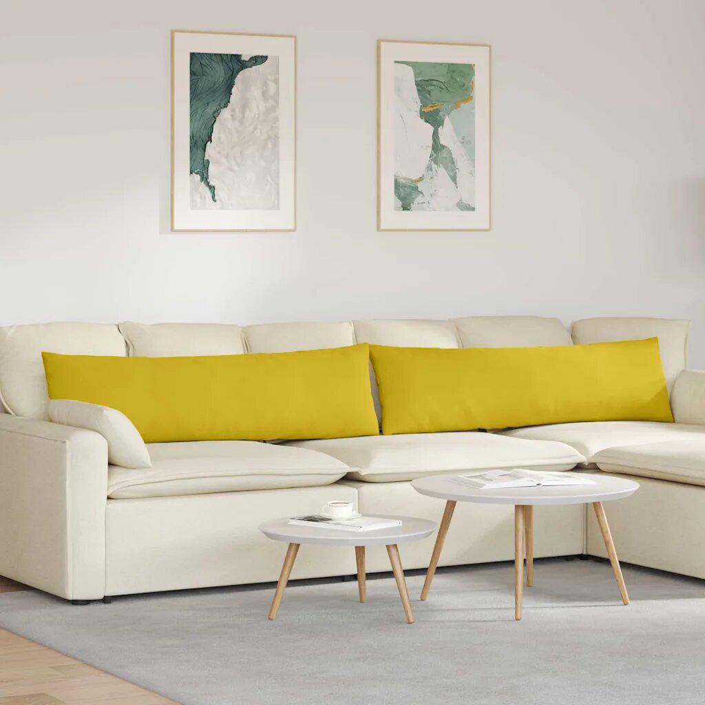 vidaXL Диван възглавници 2 pcs Жълто 145 x 40 см Кордюрова тъкан