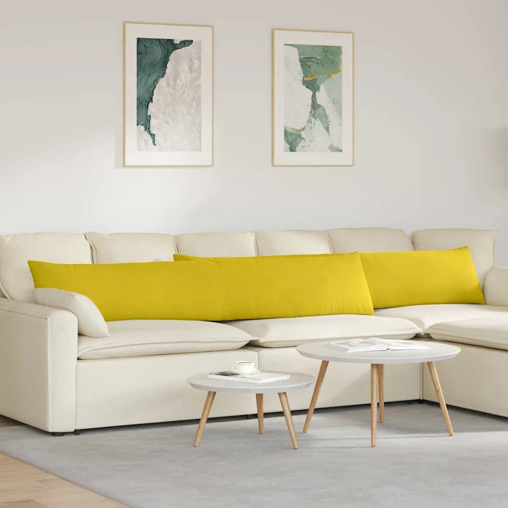 vidaXL Диван възглавници 2 pcs Жълто 200 x 40 см Кордюрова тъкан