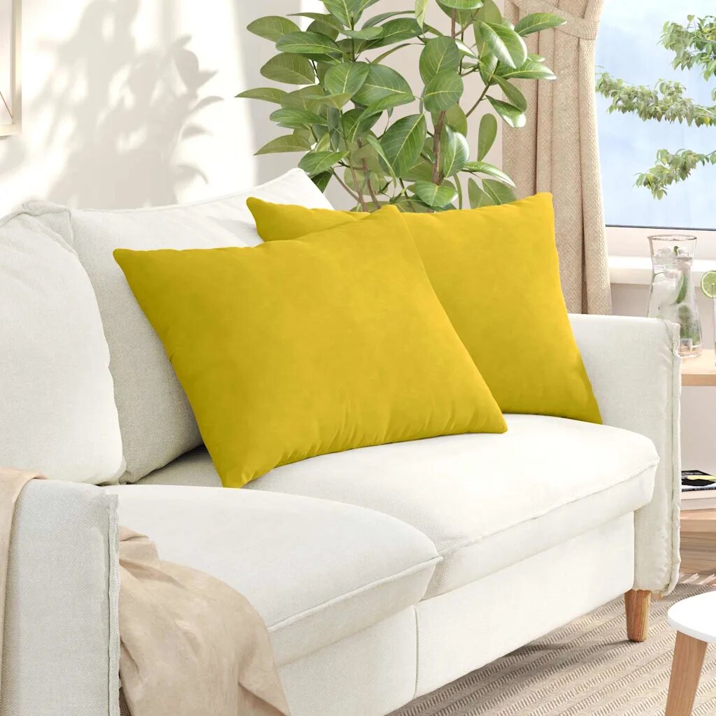 vidaXL Диван възглавници 2 pcs Жълто 70 x 50 cm Кордюрова тъкан