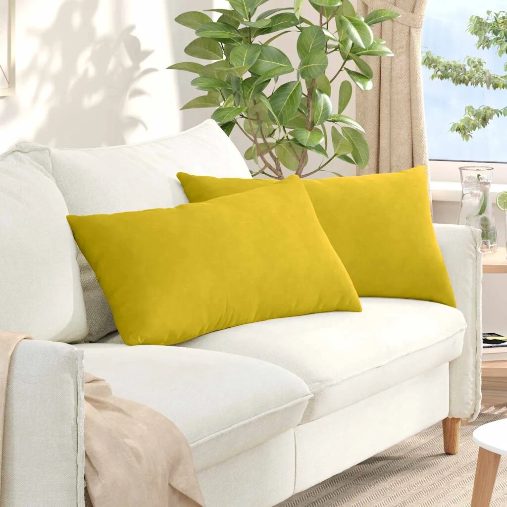 vidaXL Диван възглавници 2 pcs Жълто 80 x 40 cm Кордюрова тъкан
