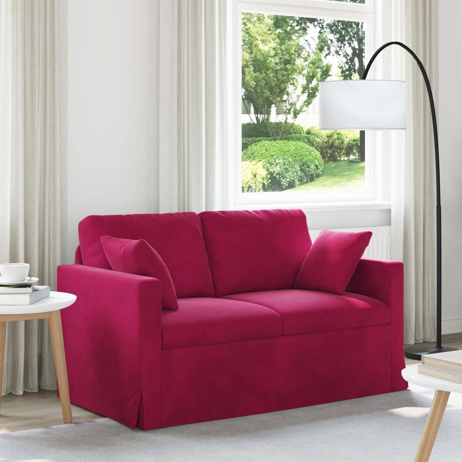 vidaXL Диван Виненочервен 138 x 78 x 80 см Кадифе