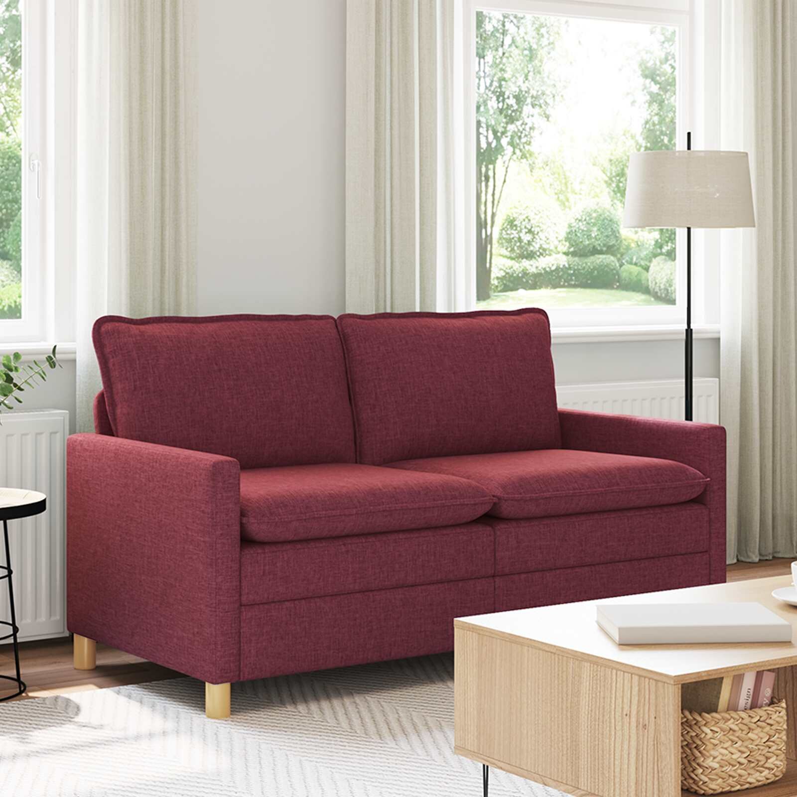 vidaXL Диван Виненочервен 156 x 81 x 875 см Текстил