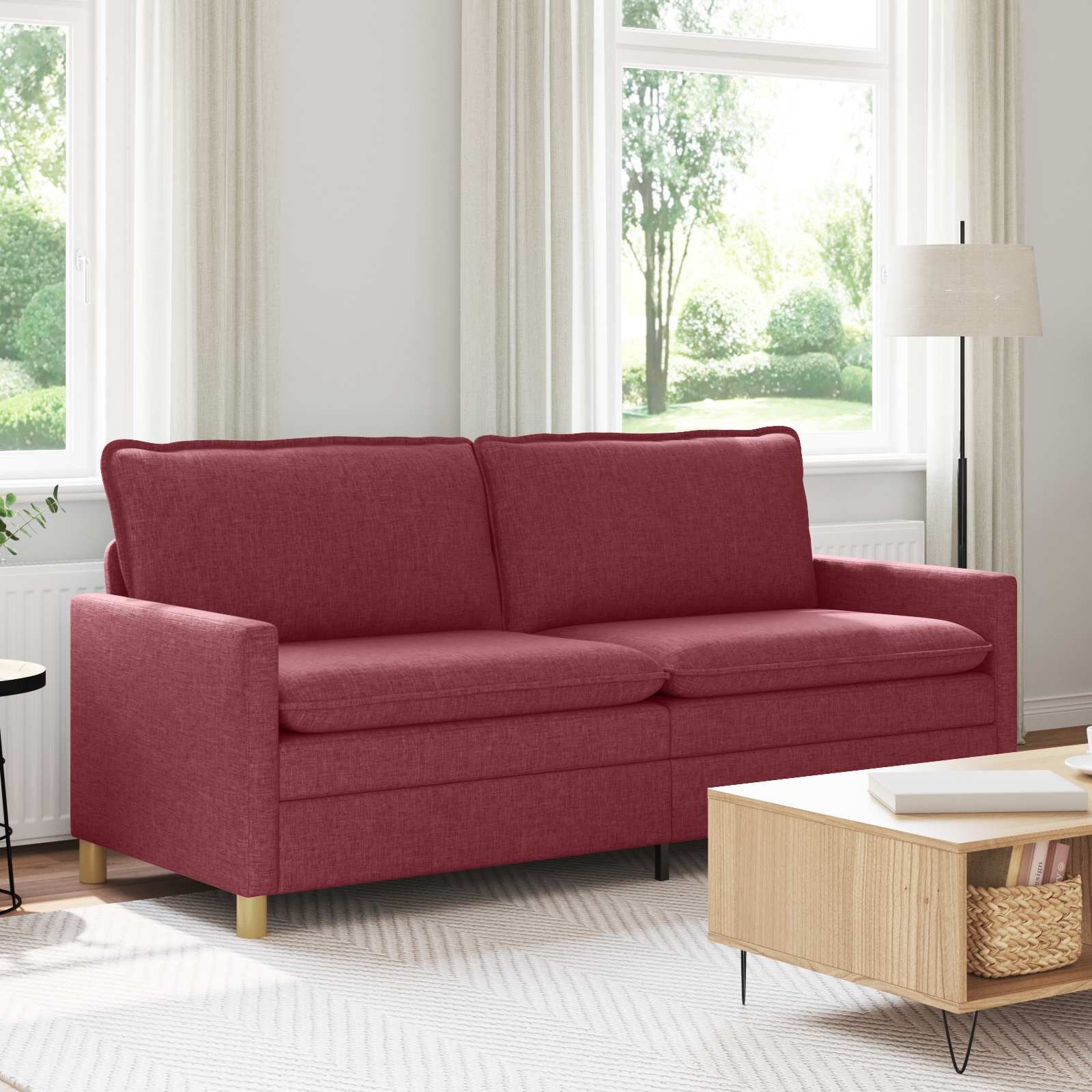 vidaXL Диван Виненочервен 196 x 81 x 875 см Текстил