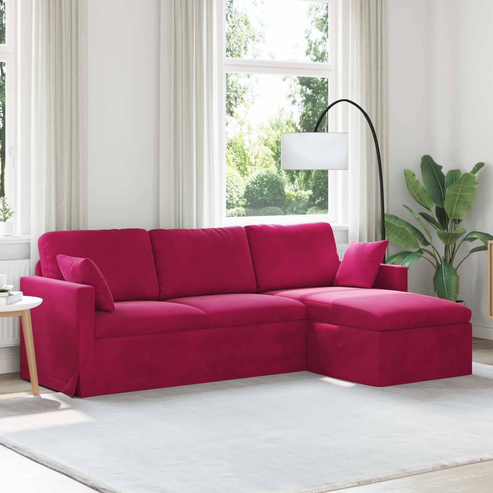 vidaXL Диван Виненочервен 228 x 134 x 80 см Кадифе