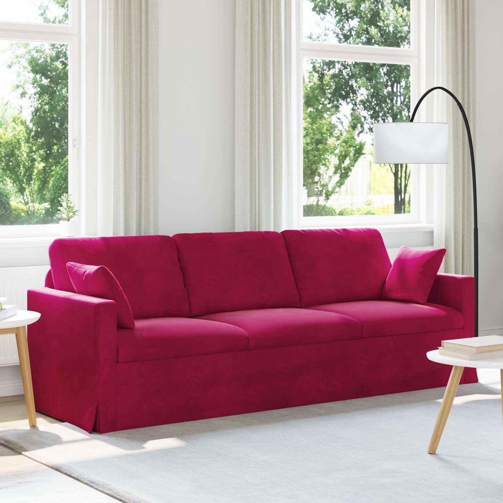 vidaXL Диван Виненочервен 228 x 78 x 80 см Кадифе