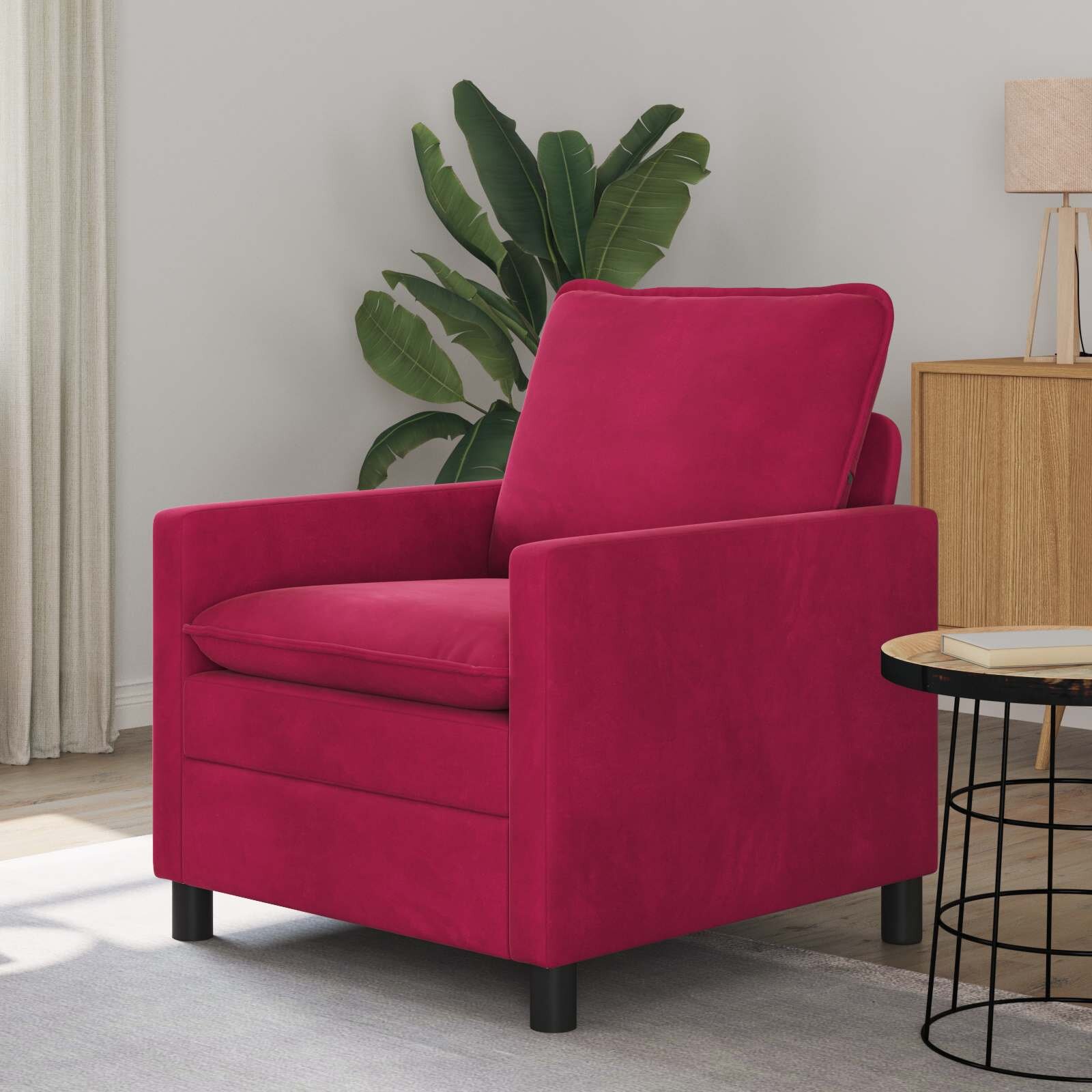 vidaXL Диван Виненочервен 76 x 81 x 875 см Кадифе