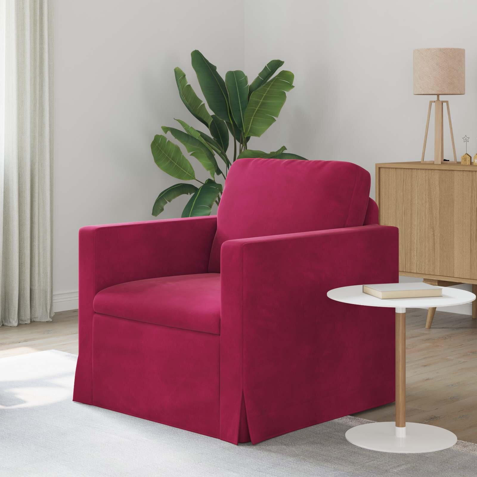 vidaXL Диван Виненочервен 78 x 78 x 80 см Кадифе