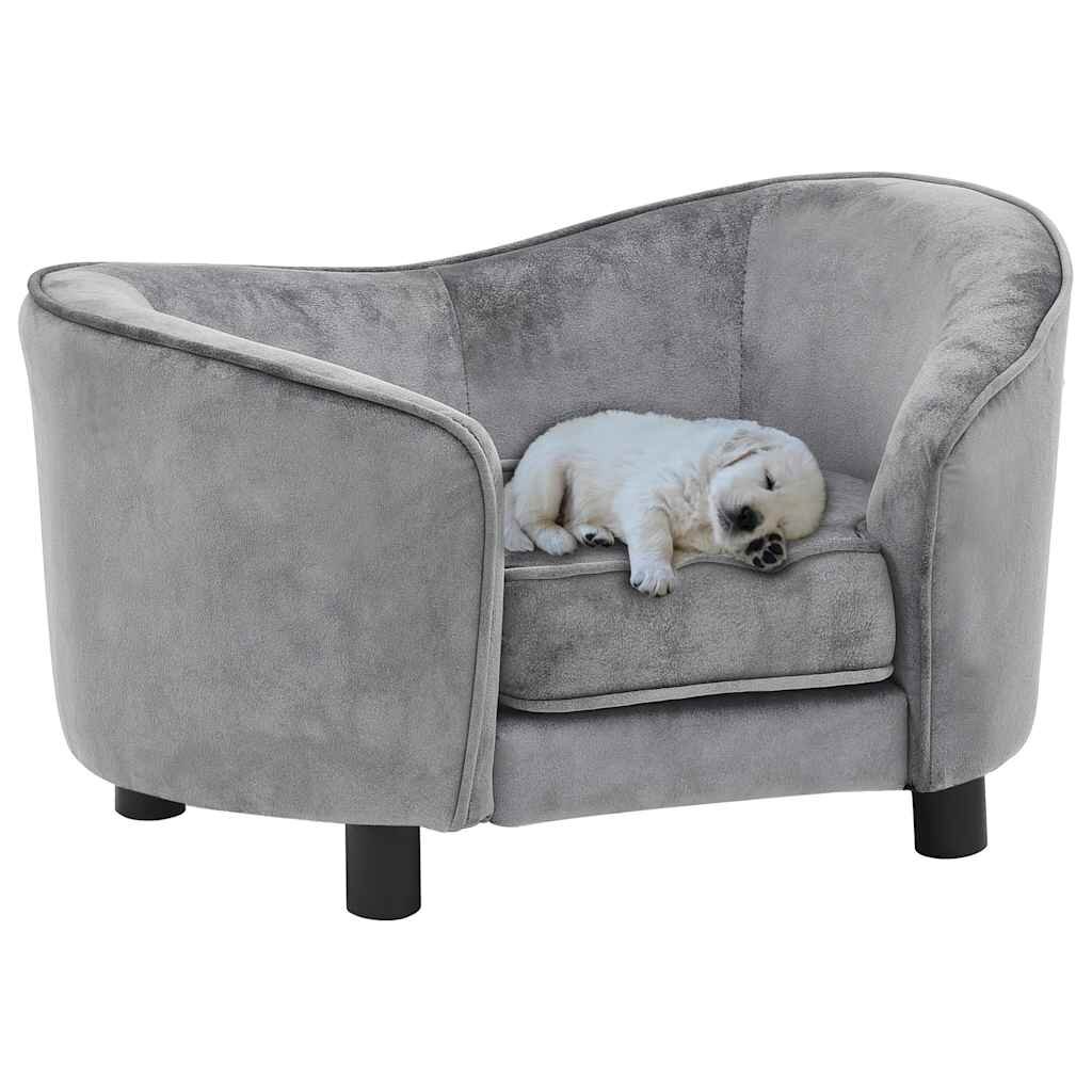 vidaXL Диван за кучета сив 69x49x40 см плюш