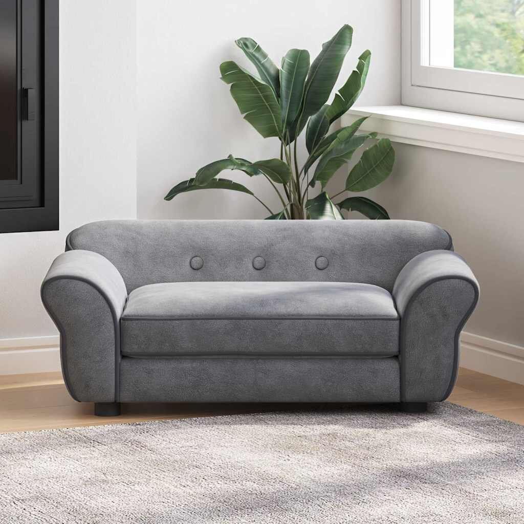 vidaXL Диван за кучета сив 72x45x30 см плюш