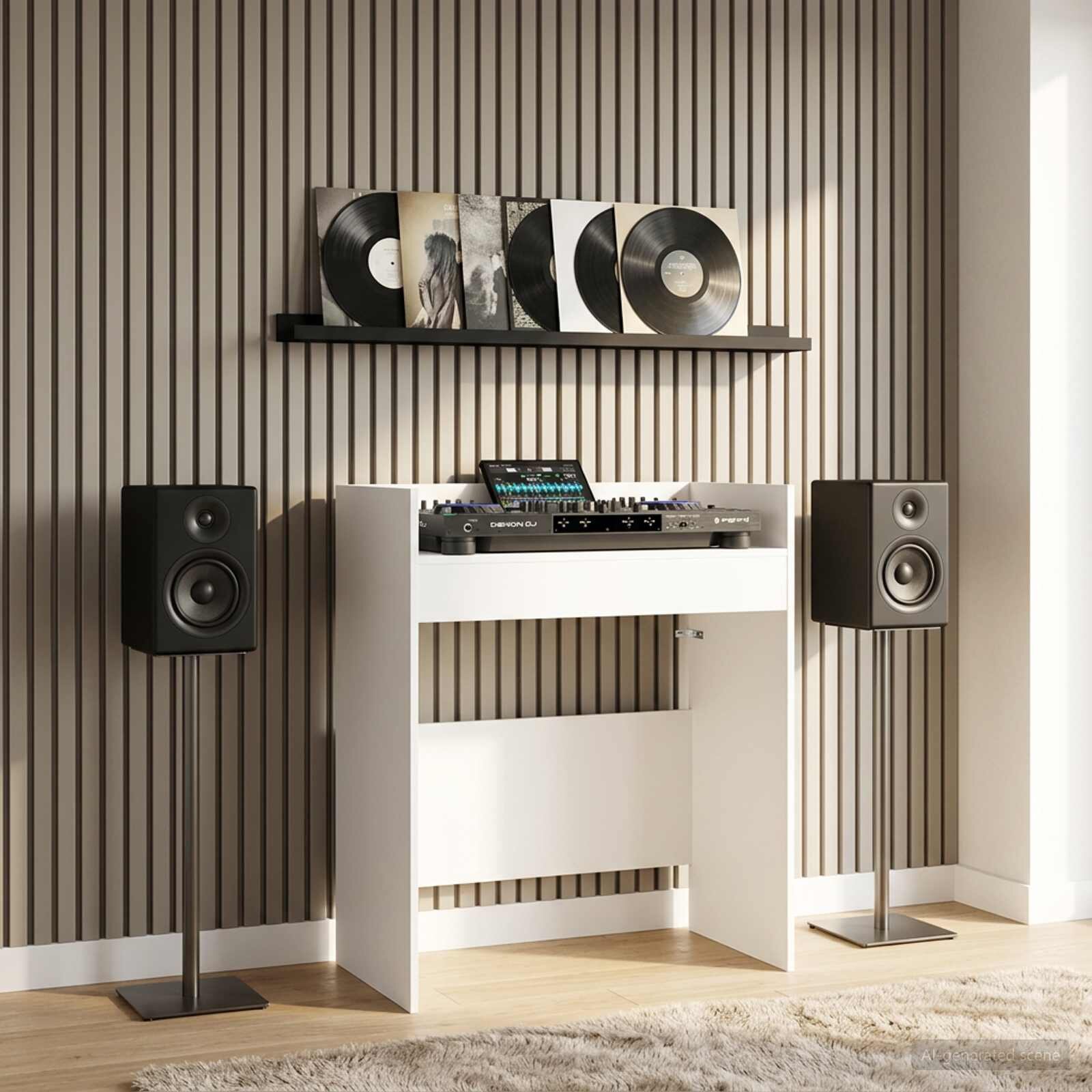 vidaXL DJ маса Бяло 102 x 45 x 102 см Инженерна дървесина