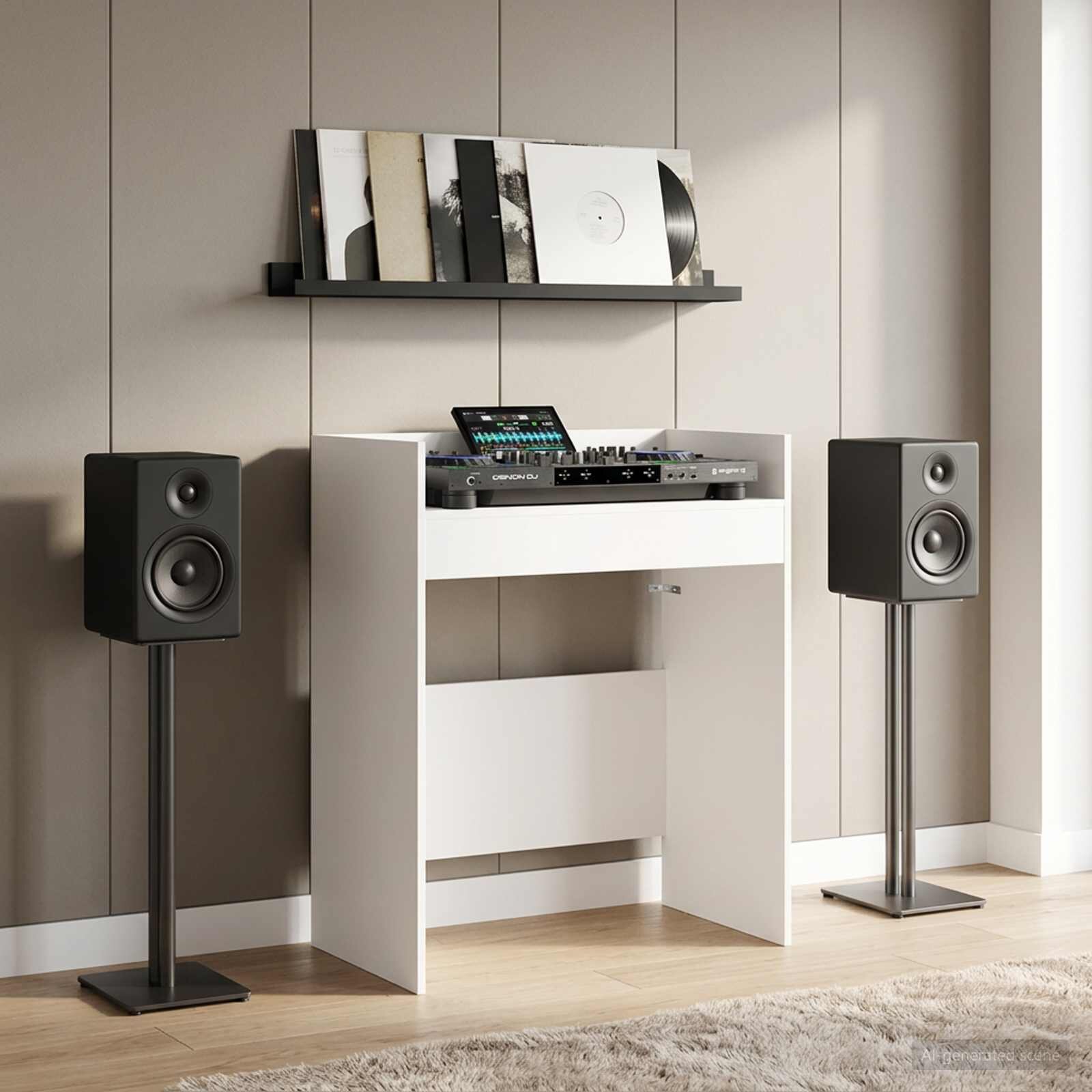 vidaXL DJ маса Бяло 62 x 45 x 102 см Инженерна дървесина