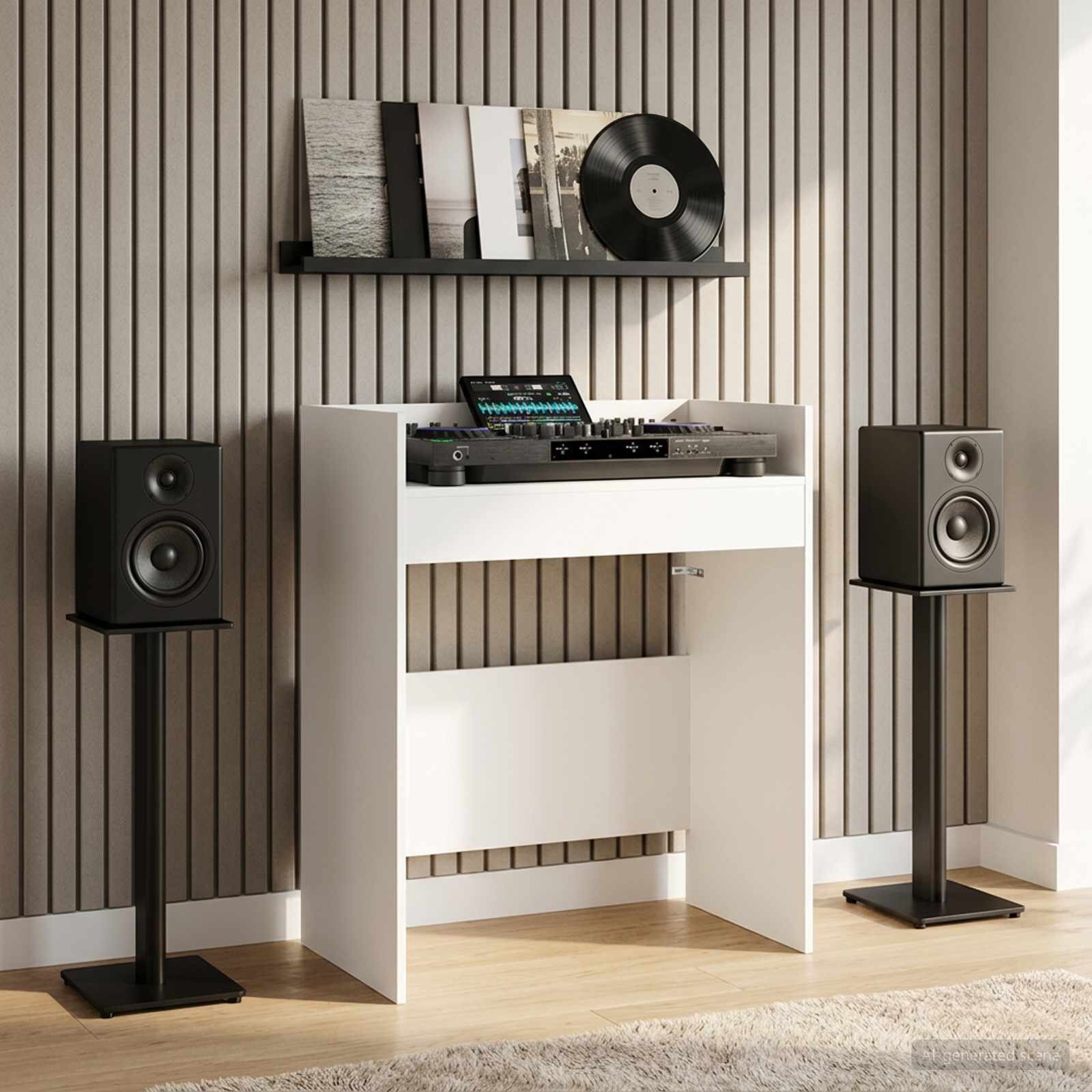 vidaXL DJ маса Бяло 82 x 45 x 102 см Инженерна дървесина