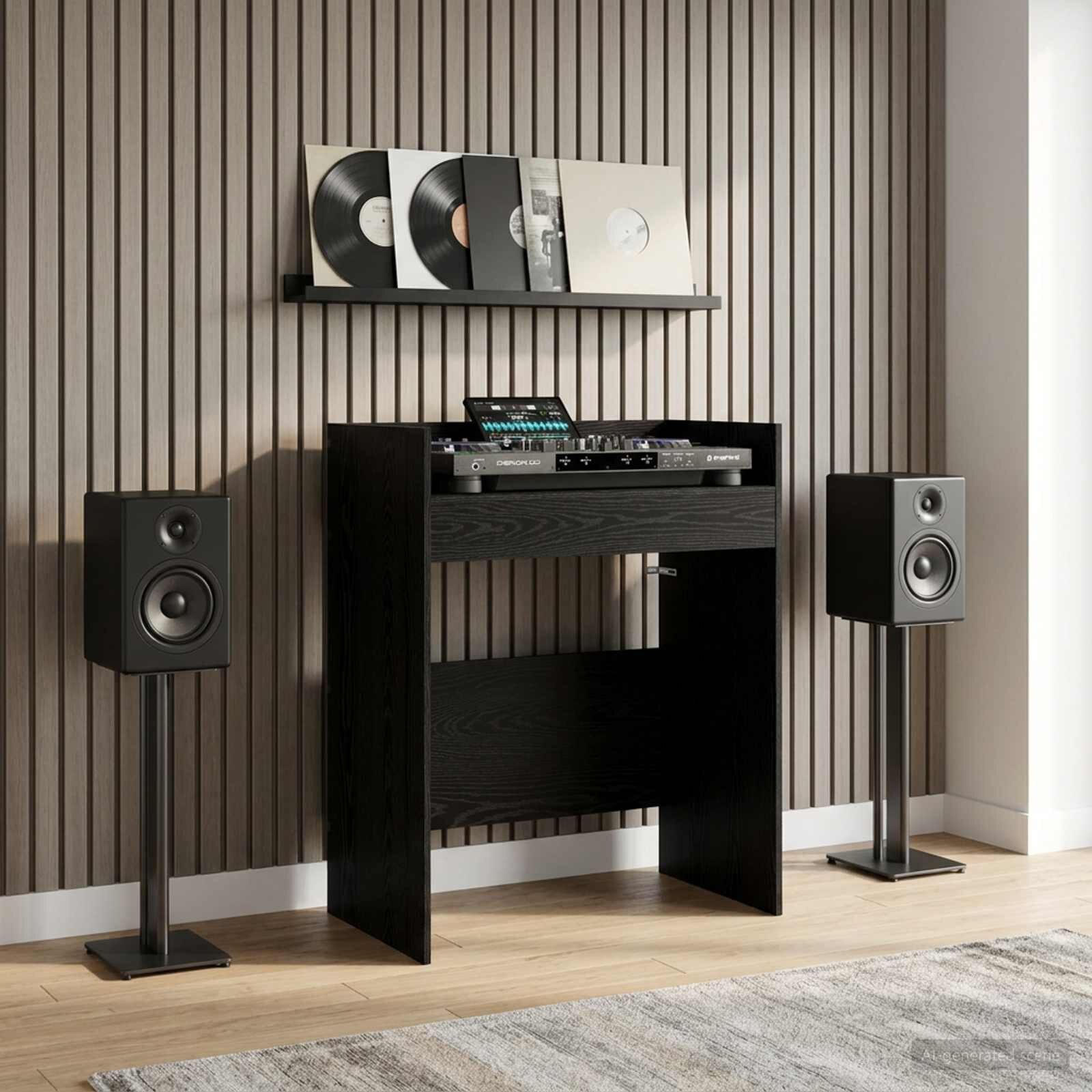 vidaXL DJ маса Черен дъб 62 x 45 x 102 см Инженерна дървесина