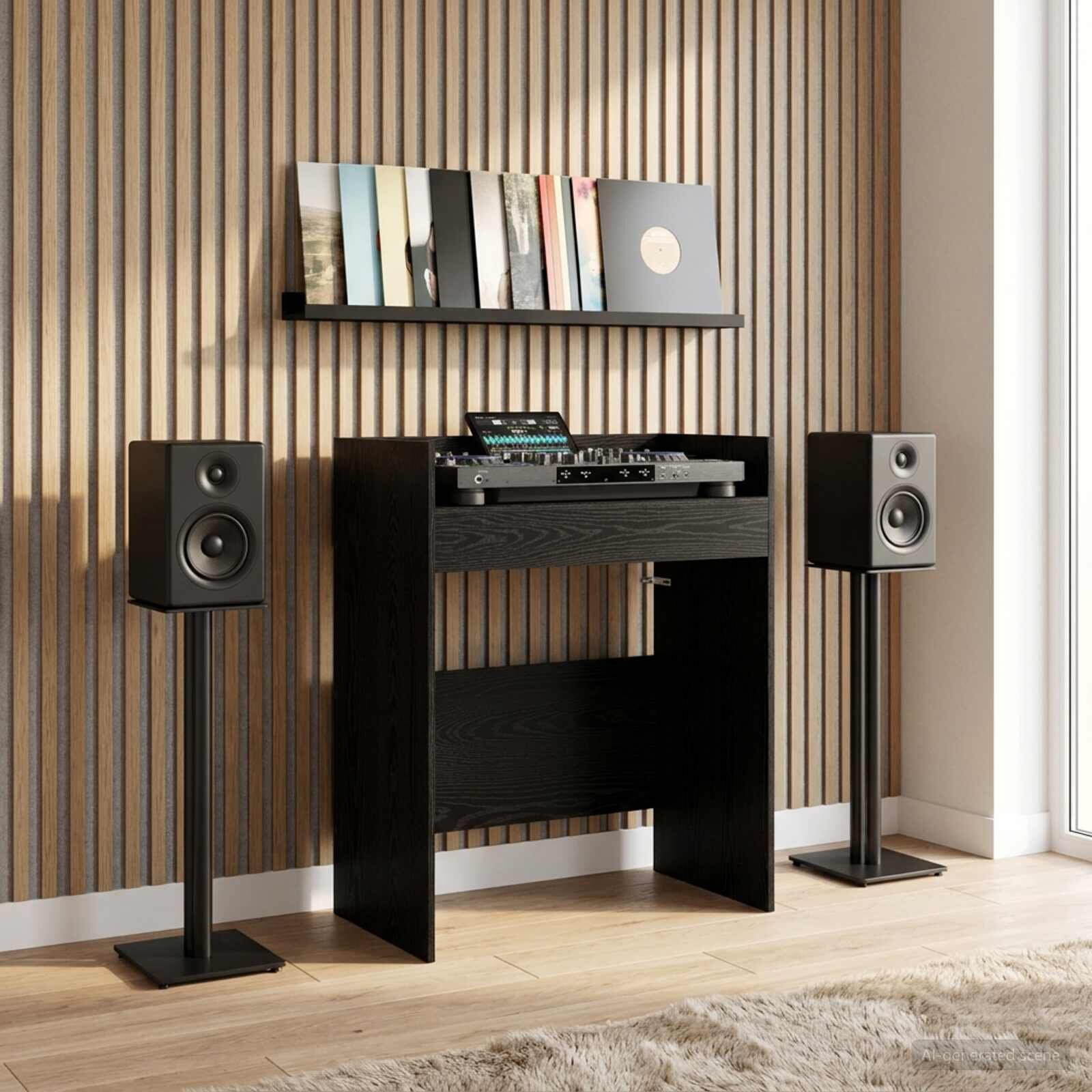 vidaXL DJ маса Черен дъб 82 x 45 x 102 см Инженерна дървесина