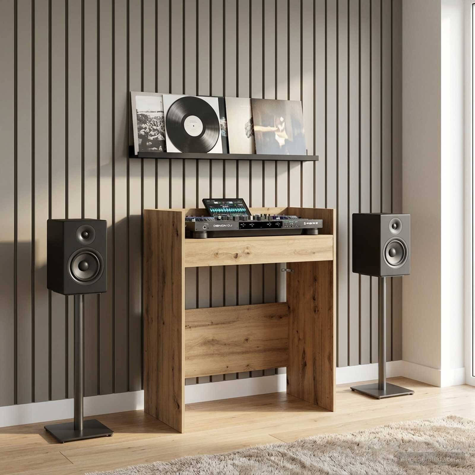 vidaXL DJ маса Дъб артизан 102 x 45 x 102 см Инженерна дървесина