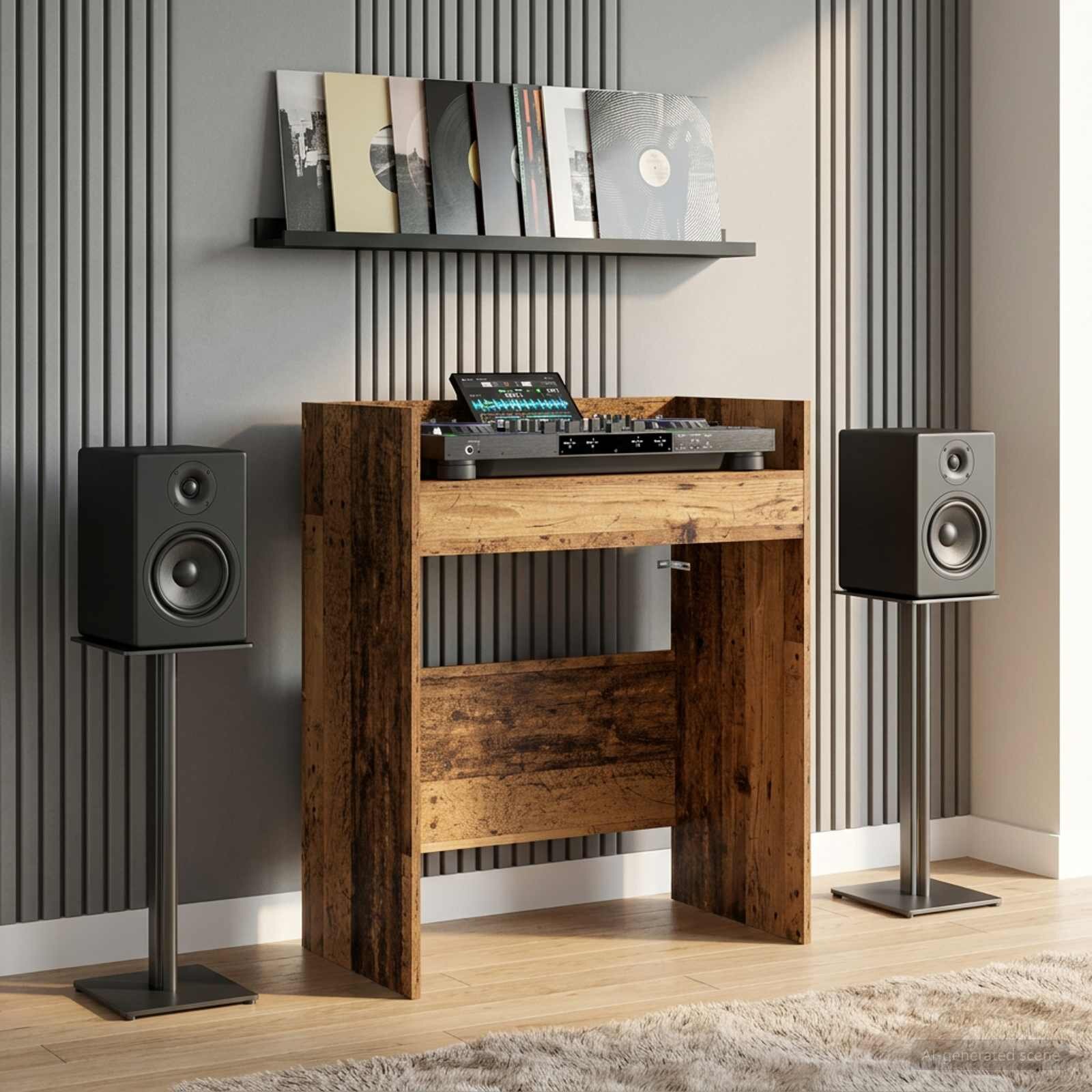 vidaXL DJ маса Дъбова дървесина 62 x 45 x 102 см Инженерна дървесина