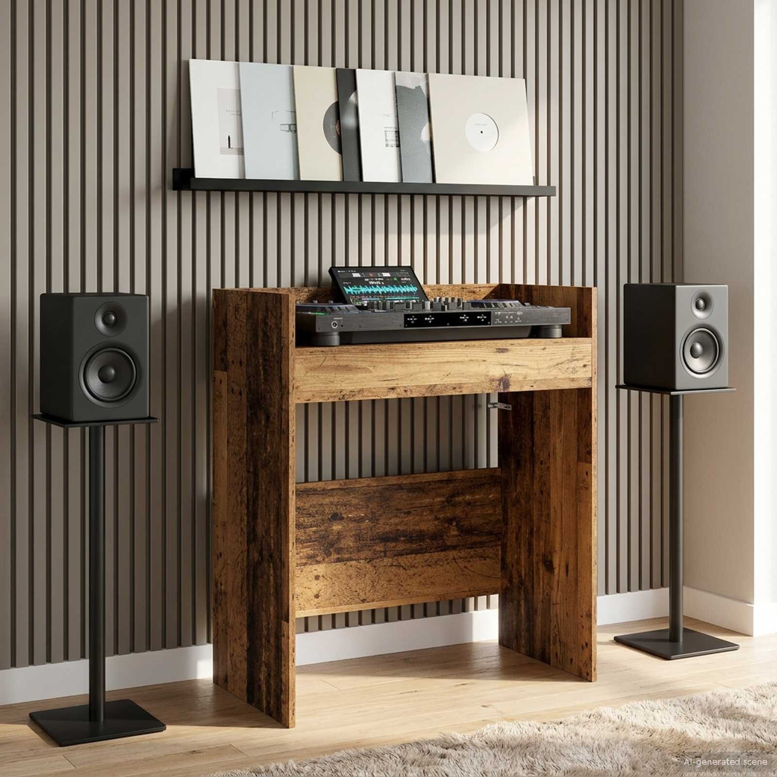 vidaXL DJ маса Дъбова дървесина 82 x 45 x 102 см Инженерна дървесина