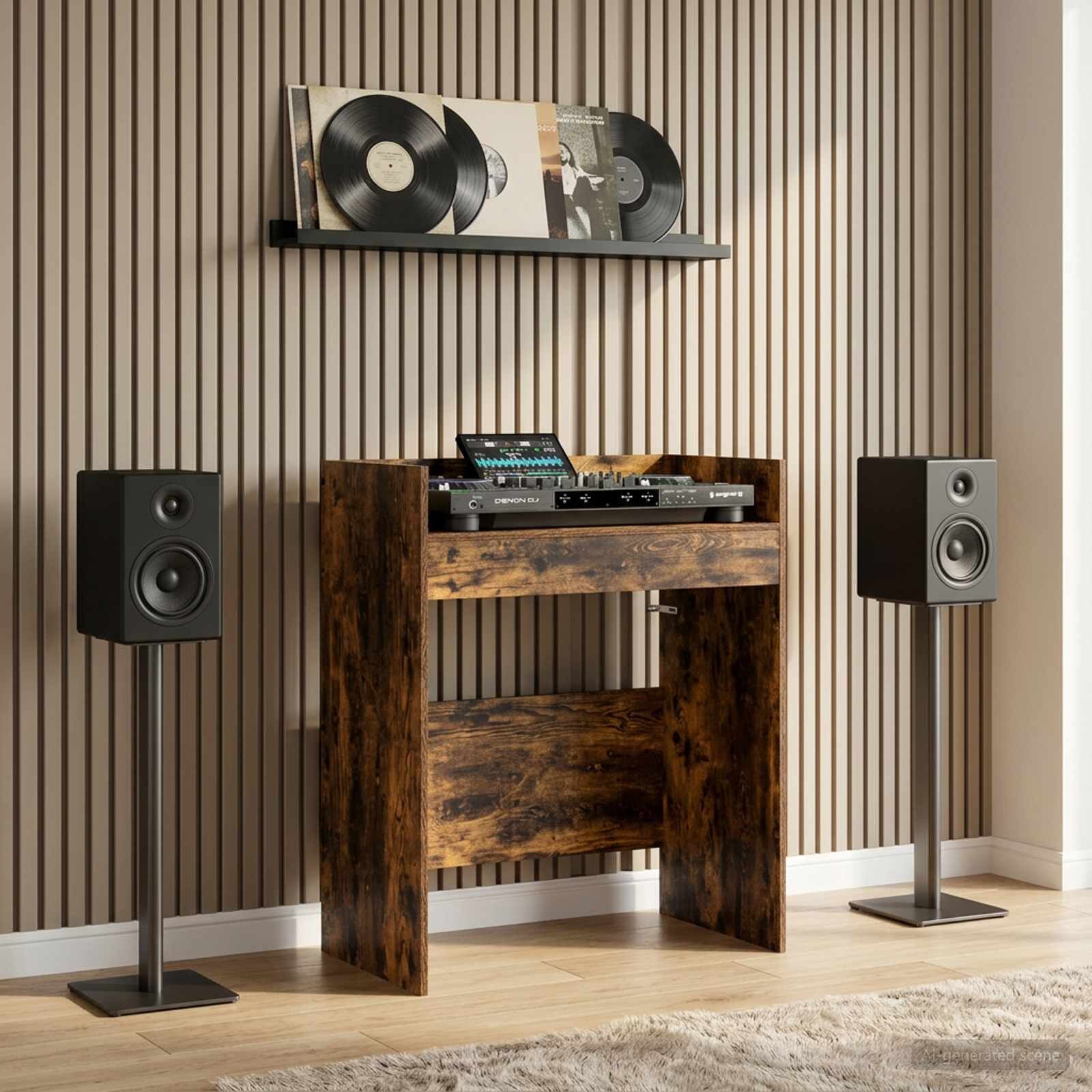 vidaXL DJ маса Опушен дъб 102 x 45 x 102 см Инженерна дървесина