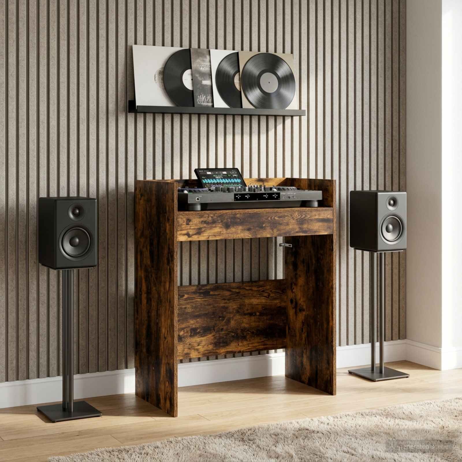 vidaXL DJ маса Опушен дъб 82 x 45 x 102 см Инженерна дървесина