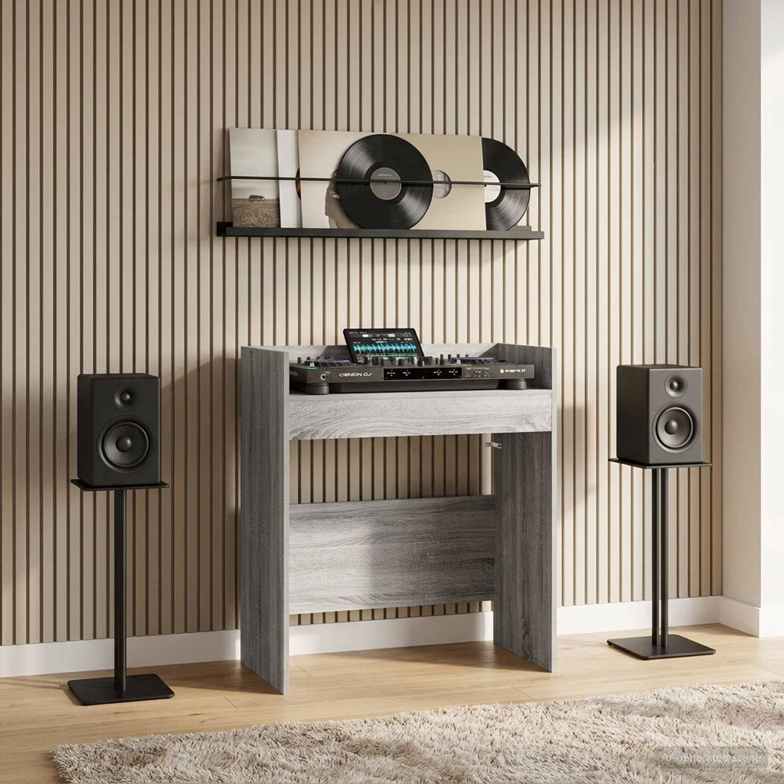 vidaXL DJ маса Сив Сонома 102 x 45 x 102 см Инженерна дървесина