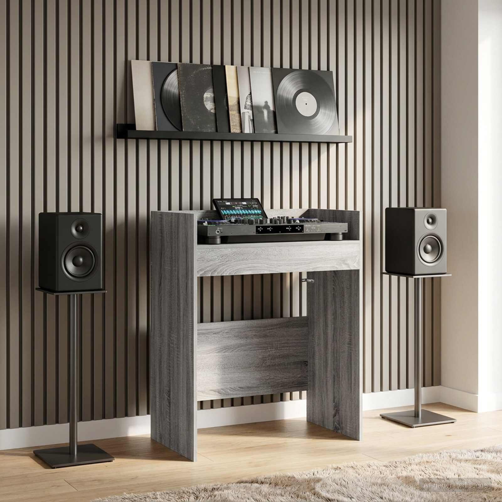 vidaXL DJ маса Сив Сонома 82 x 45 x 102 см Инженерна дървесина