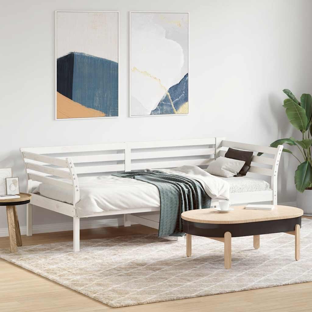 vidaXL Дневно легло без матрак бяло 75x190 cm масивна дървесина бор