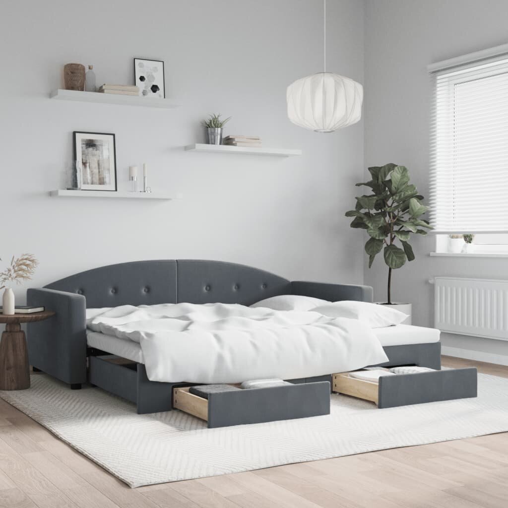 vidaXL Дневно легло с уширение и чекмеджета без матрак 90x200 см
