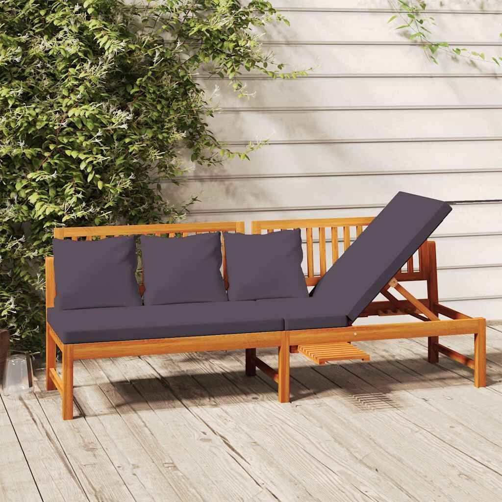 vidaXL Дневно легло със сиви възглавници 200x60x75 см масивна акация
