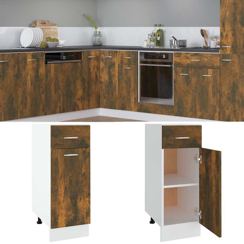 vidaXL Долен шкаф с чекмеджета "Lyon" опушен дъб 30x46x815 см инженерно дърво