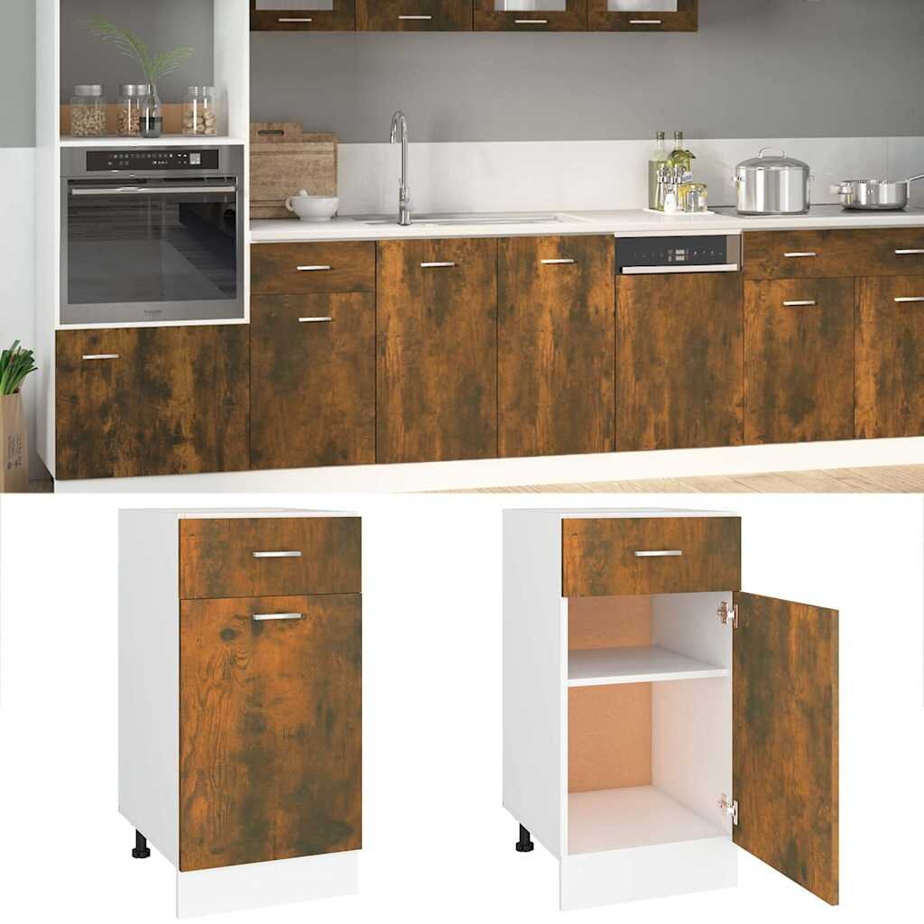 vidaXL Долен шкаф с чекмеджета "Lyon" опушен дъб 40x46x815 см инженерно дърво