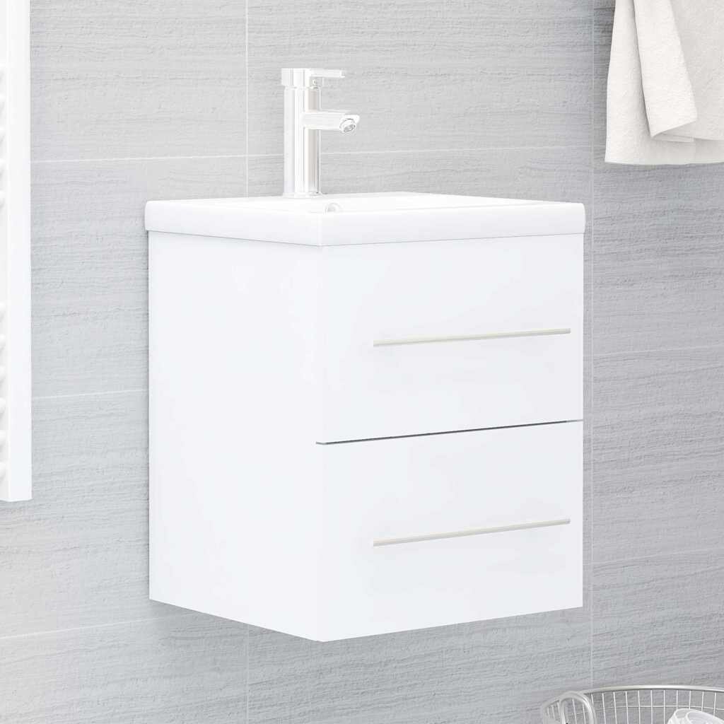 vidaXL Долен шкаф за мивка бял 41x385x48 см инженерно дърво
