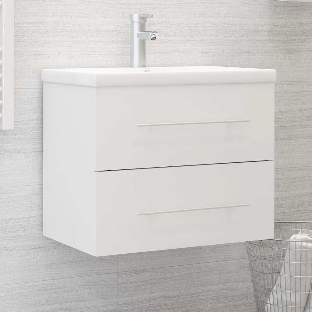 vidaXL Долен шкаф за мивка бял 60x385x48 см инженерно дърво