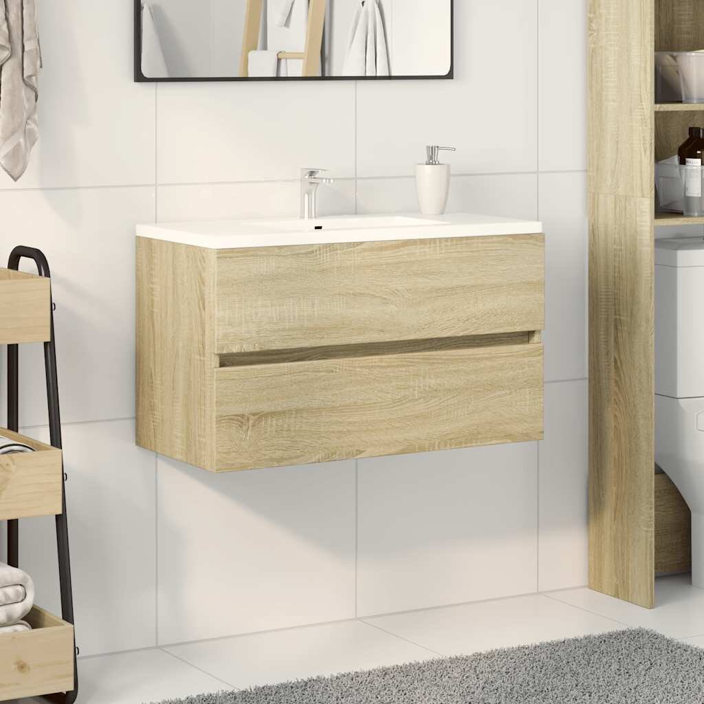 vidaXL Долен шкаф за мивка дъб сонома 80x385x45 см инженерно дърво