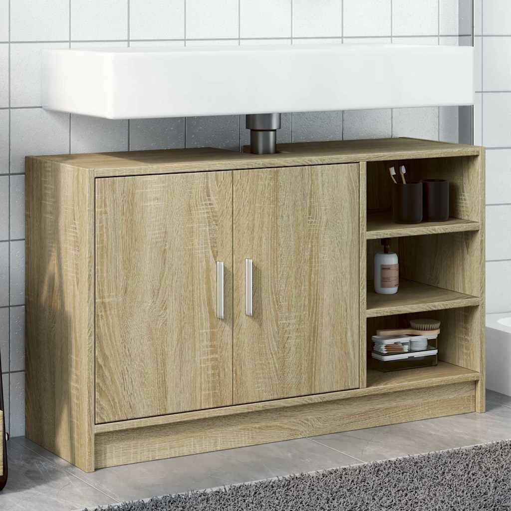 vidaXL Долен шкаф за мивка дъб сонома 90x29x55 см инженерно дърво