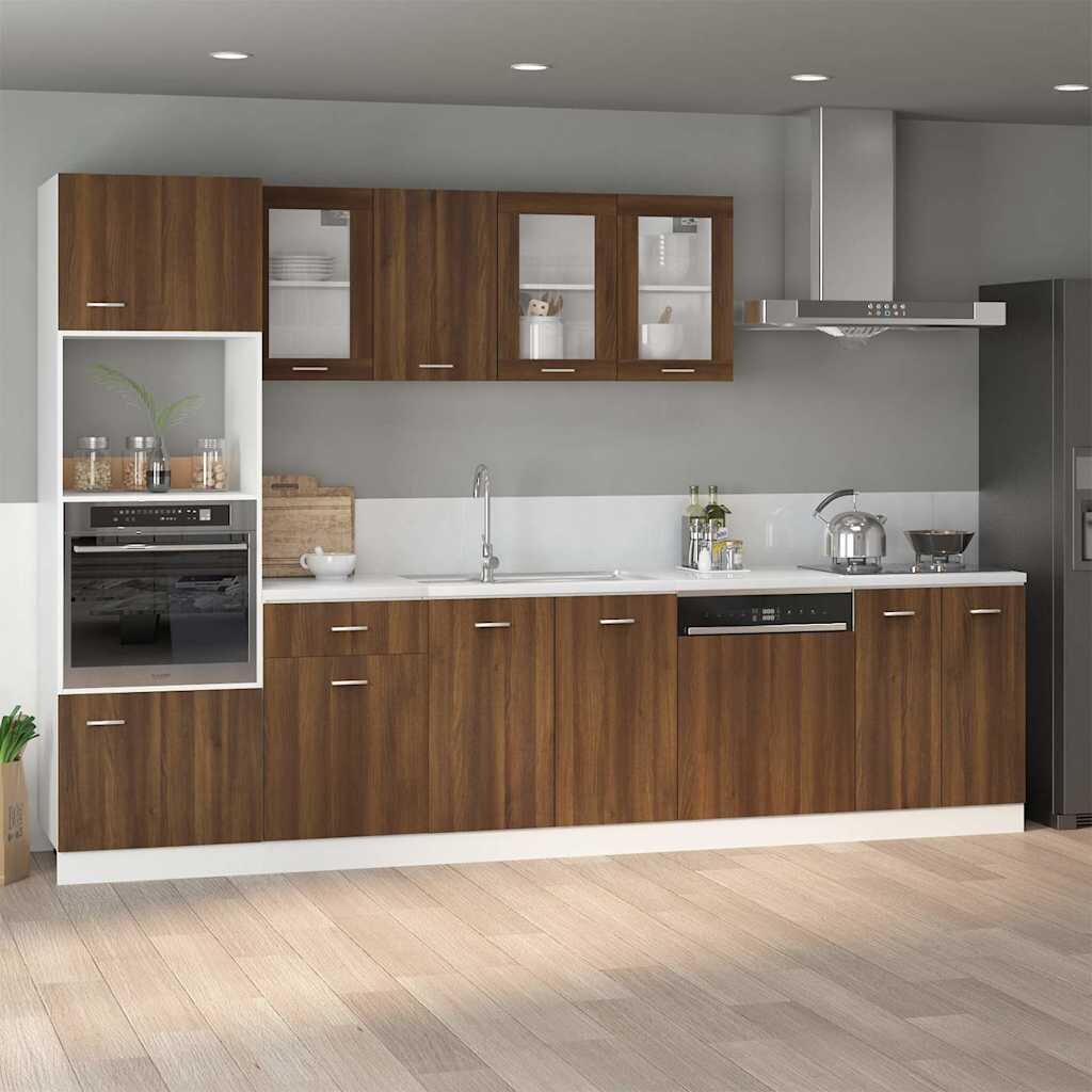 vidaXL Долен шкаф за мивка "Lyon" кафяв дъб 80x46x815 см инженерно дърво