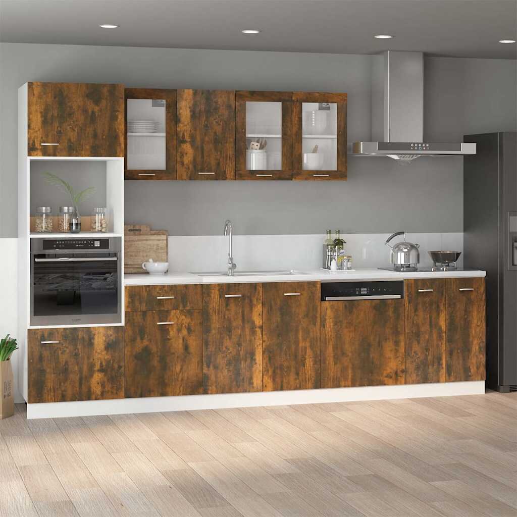 vidaXL Долен шкаф за мивка "Lyon" опушен дъб 80x46x815 см инженерно дърво