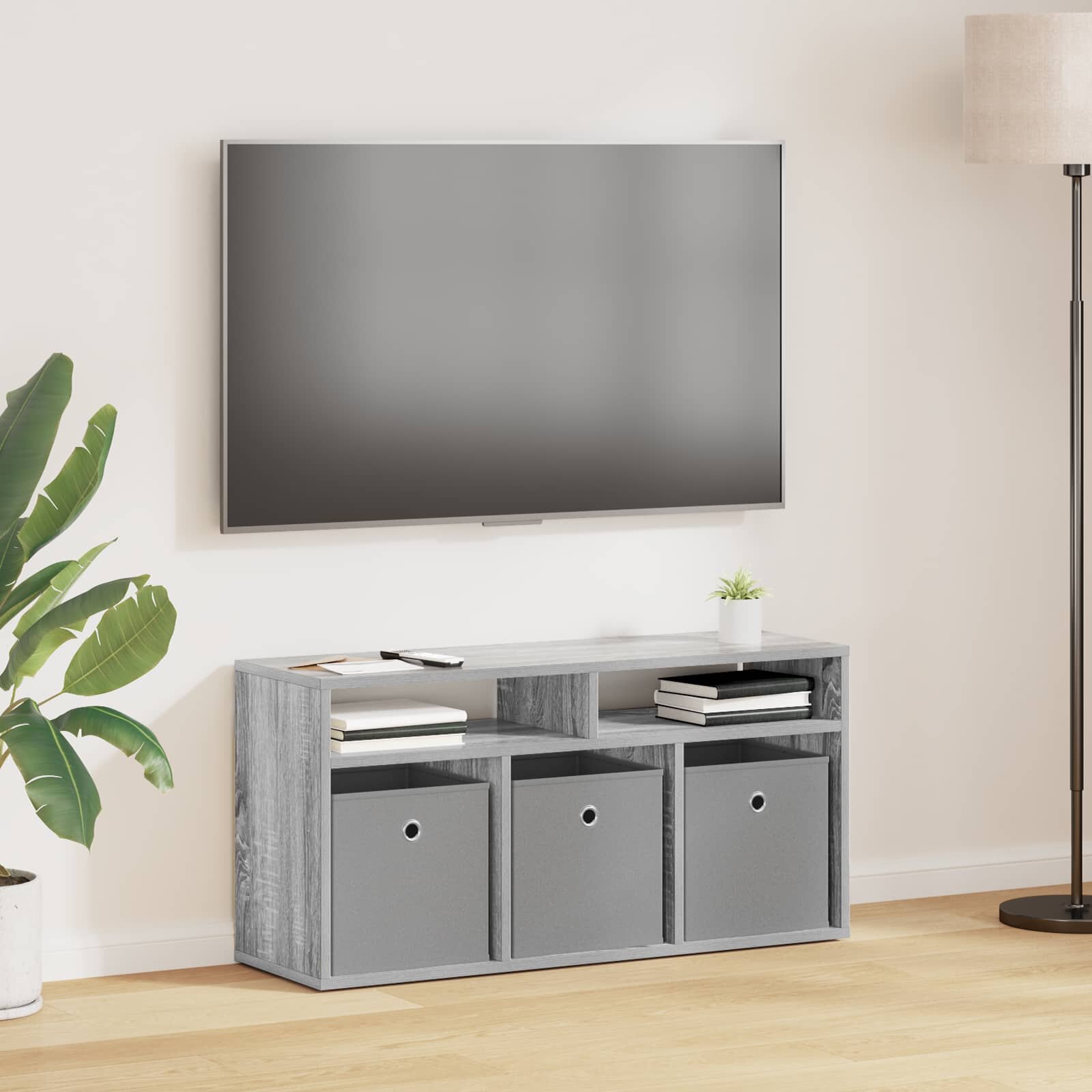 vidaXL Долно шкафче с чекмедже Сив Сонома 87 x 275 x 43 см