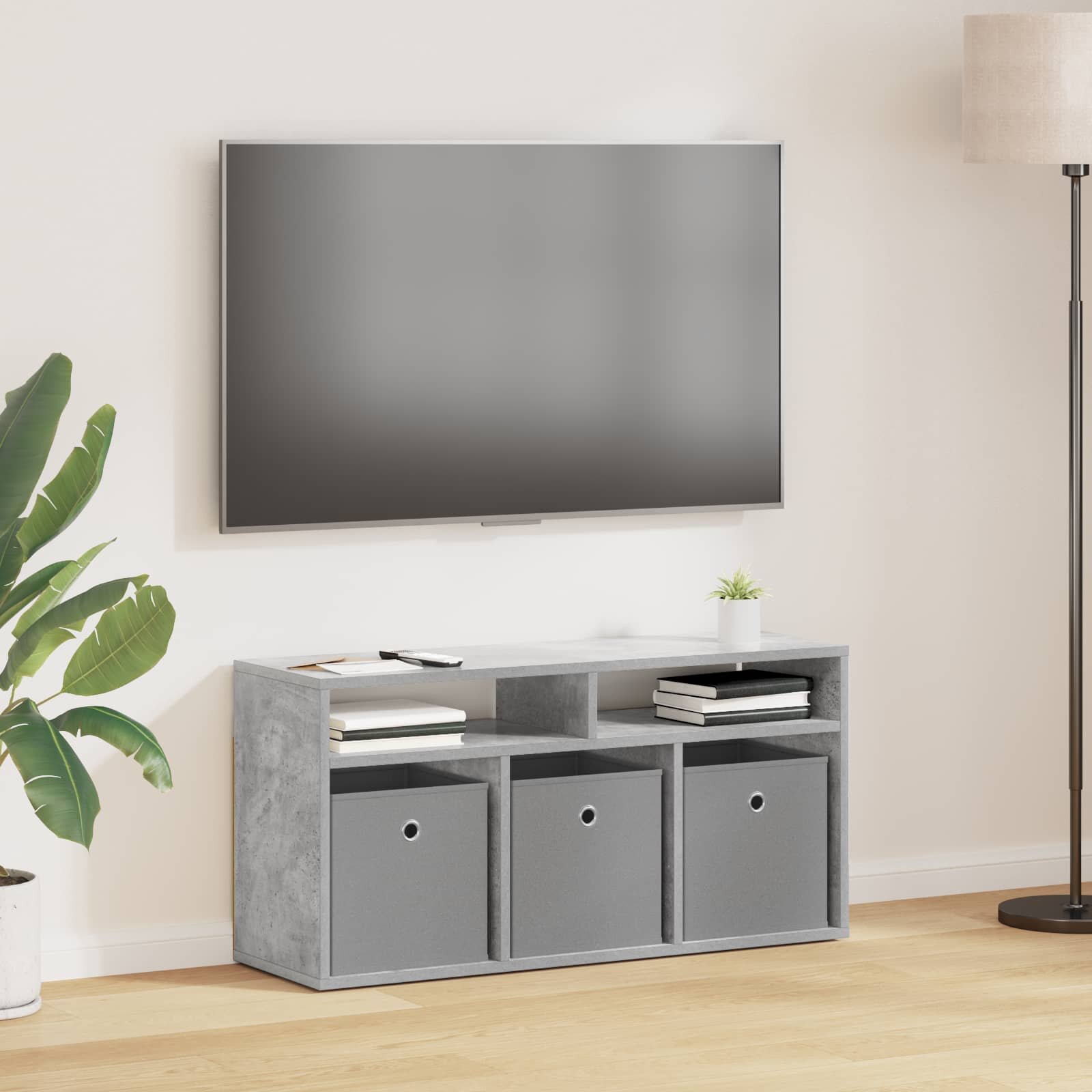 vidaXL Долно шкафче с чекмедже Циментено сиво 87 x 275 x 43 см