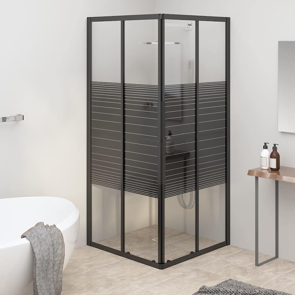 vidaXL Душ кабина на ивици ESG 80x80x180 см черна