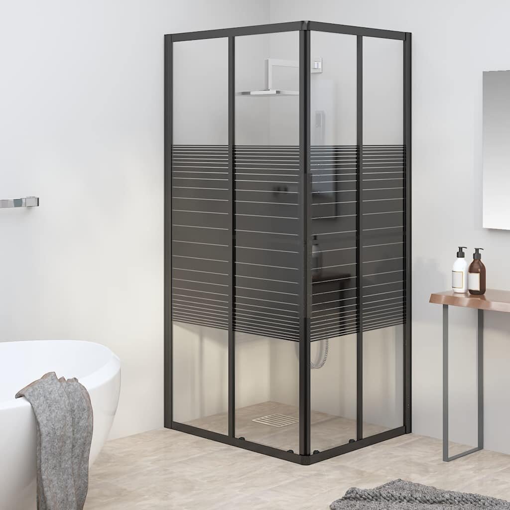vidaXL Душ кабина на ивици ESG 90x70x180 см черна