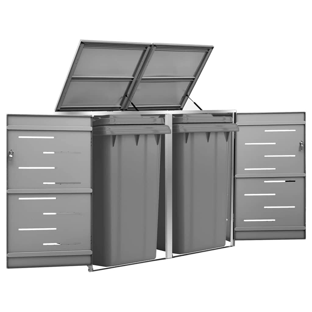 vidaXL Двоен навес за кофа за смет 138x775x115 см инокс