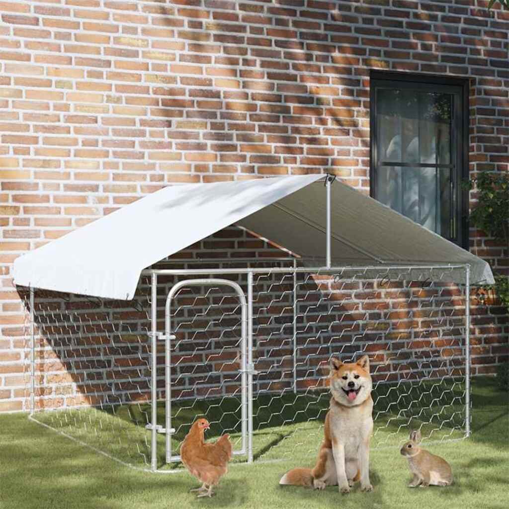 vidaXL Дворна клетка за кучета с покрив 200x200x150 см